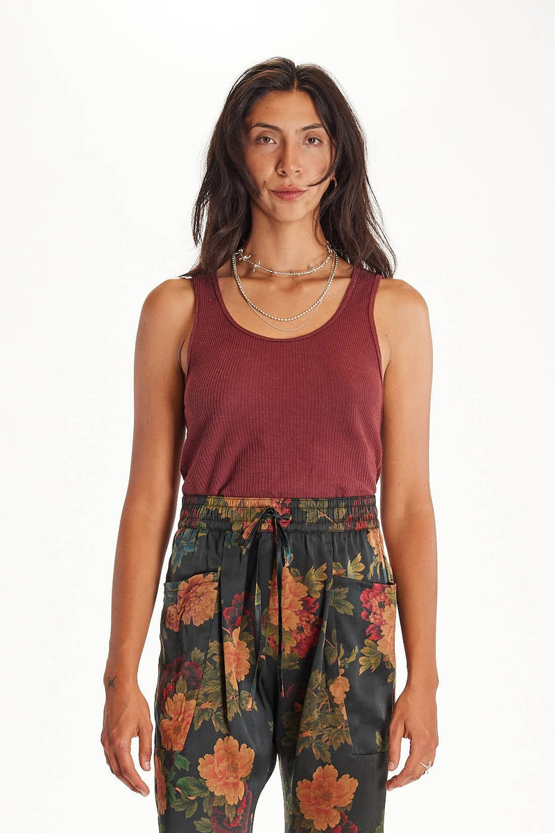 Merlot Organic Hemp/Cotton Waffle Tank