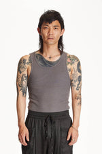 Slate Organic Hemp/Cotton Waffle Tank