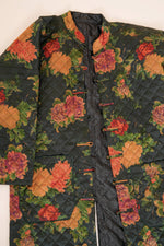 Reversible Midnight Peony + Obsidian Quilted Diamond Coat