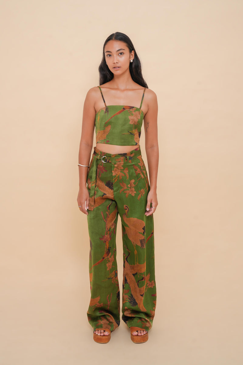 Verdant Cranes Belted Trouser
