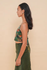 Floral Dawn + Rust Tie Back Top