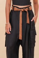 Black Raffia Cargo Pant