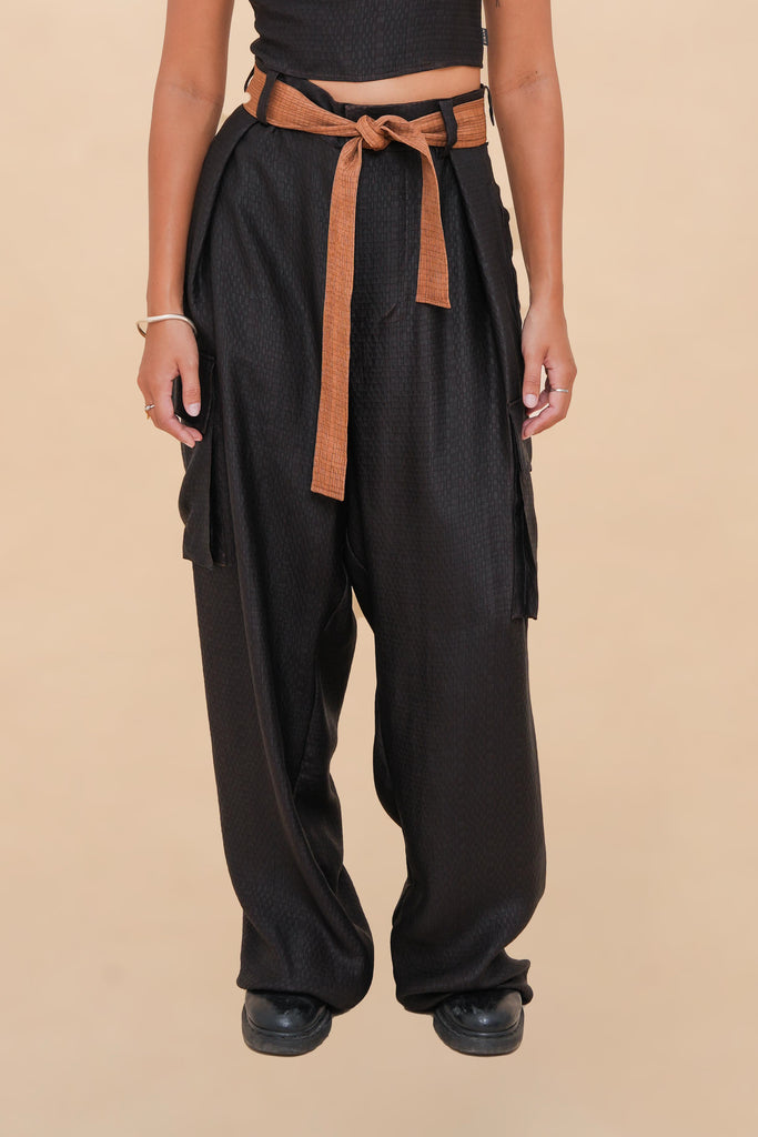 Black Raffia Cargo Pant – Ziran