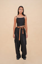 Black Raffia Cargo Pant