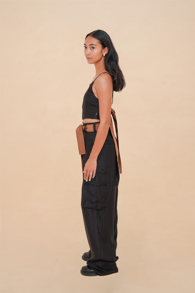【SCENERITY】Raffi Cargo Pants Black Raffia Cargo Pant – Ziran