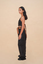 Black Raffia Cargo Pant