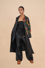 Reversible Midnight Peony + Obsidian Quilted Diamond Coat