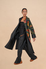 Reversible Midnight Peony + Obsidian Quilted Diamond Coat