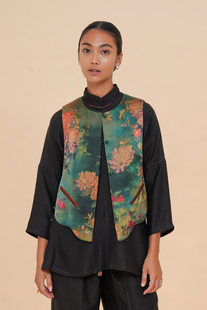 Floral Dawn + Rust Reversible Vest – Ziran