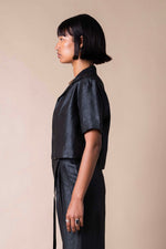 Obsidian Cropped Camp Collar Shirt