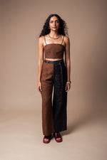 Brown Butterfly Spaghetti Crop Top