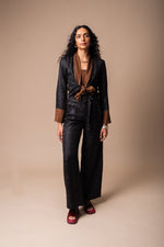 Black + Brown Butterfly Deep Plunge Top