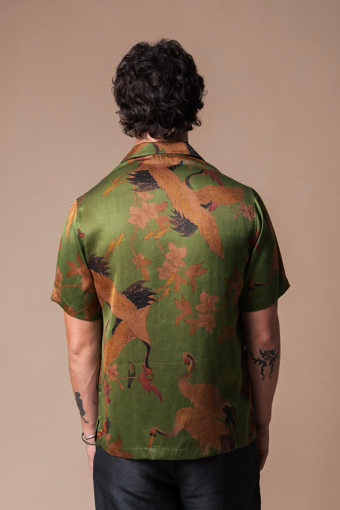 Verdant Cranes Camp Collar Shirt – Ziran