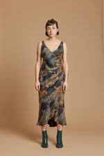 Soaring Cranes Ruched Slip Dress