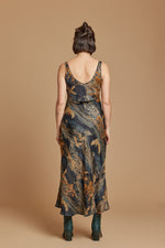 Soaring Cranes Ruched Slip Dress