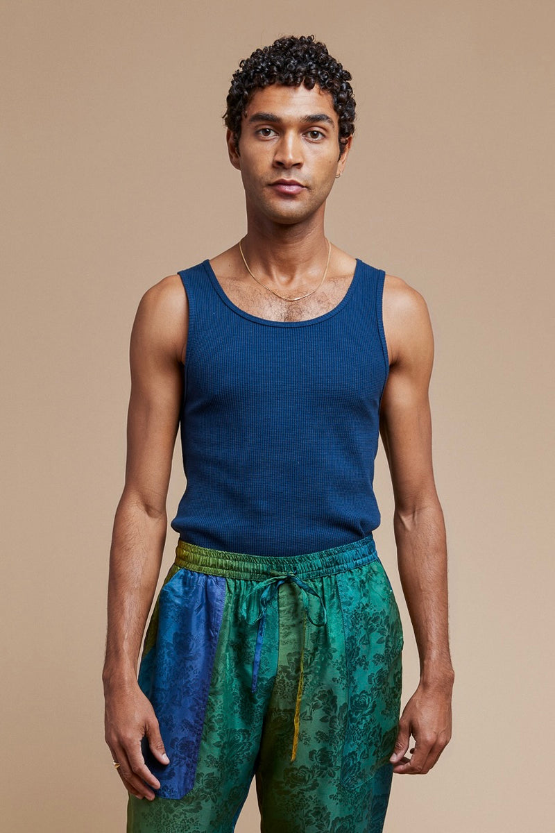 Navy Organic Hemp/Cotton Waffle Tank