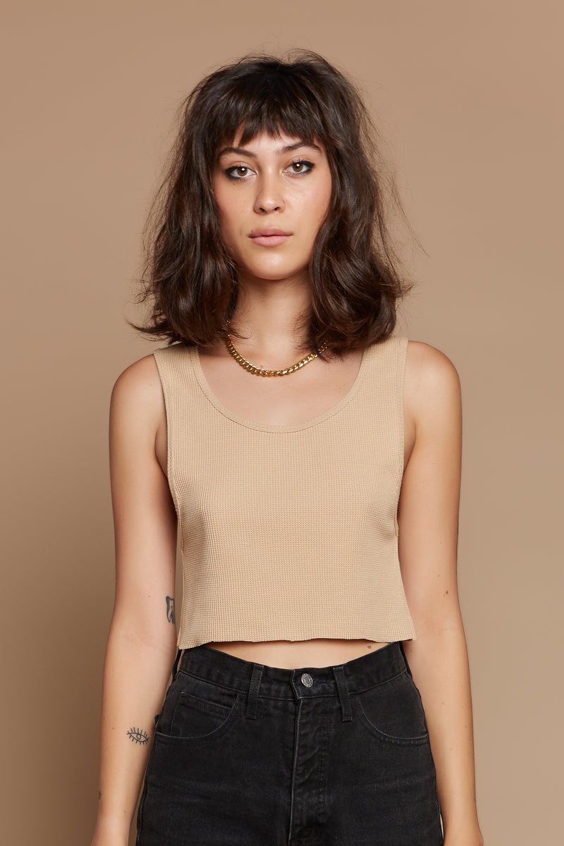 Tan Organic Hemp/Cotton Waffle Tank