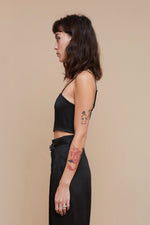 Black Plisse Spaghetti Crop Top