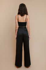 Black Plisse Belted Trouser