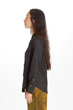 Black Plisse Classic Button Up Shirt