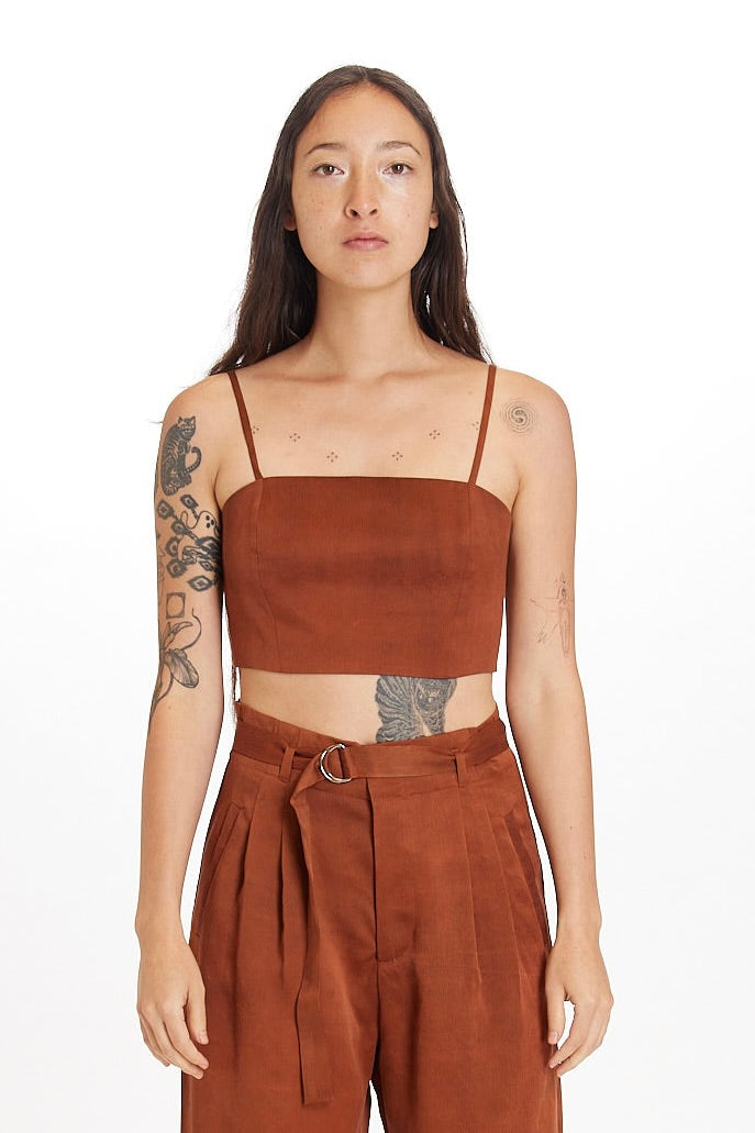 Terracotta Spaghetti Crop Top