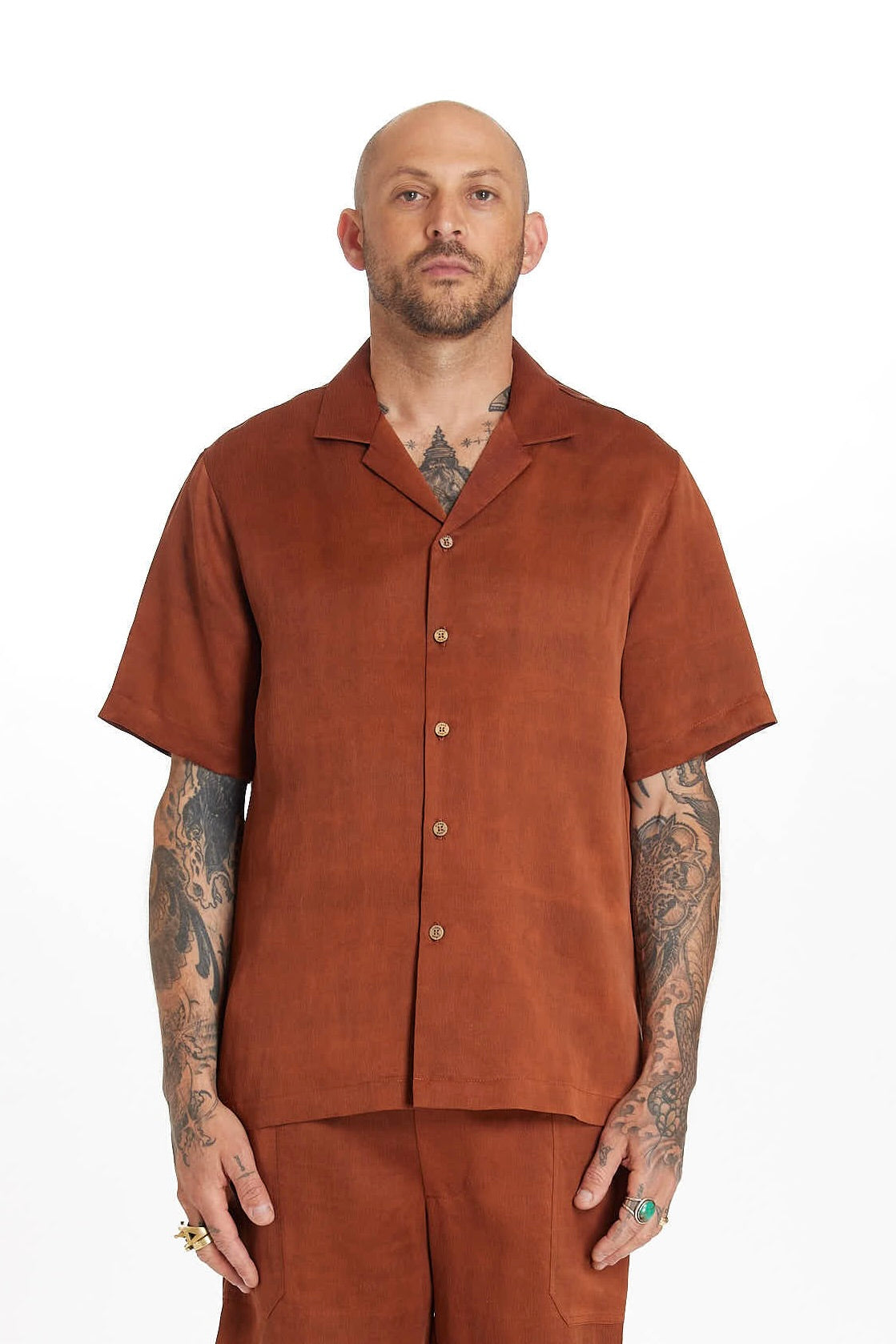 Terracotta Camp Collar Shirt – Ziran