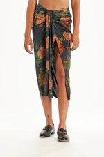Black Dahlia Draped Midi Skirt