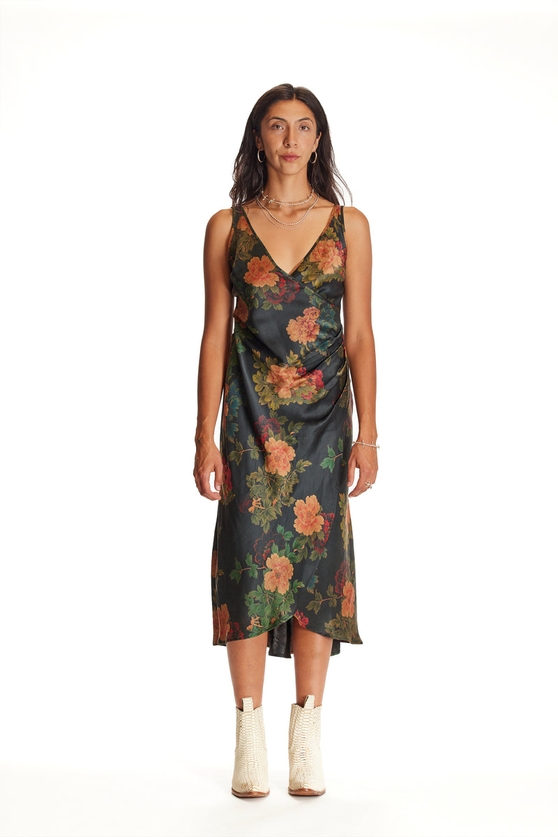 Black Dahlia Ruched Slip Dress