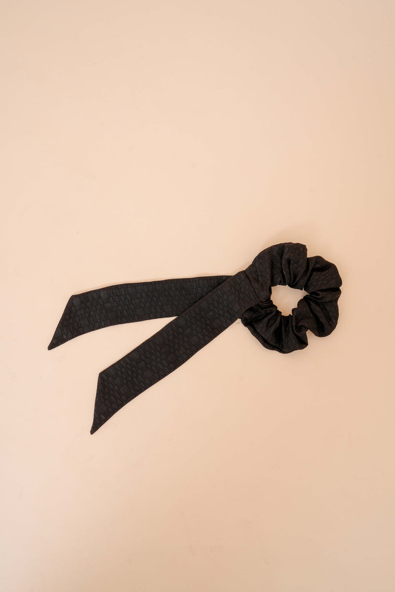Black Raffia Scrunchie with Ties