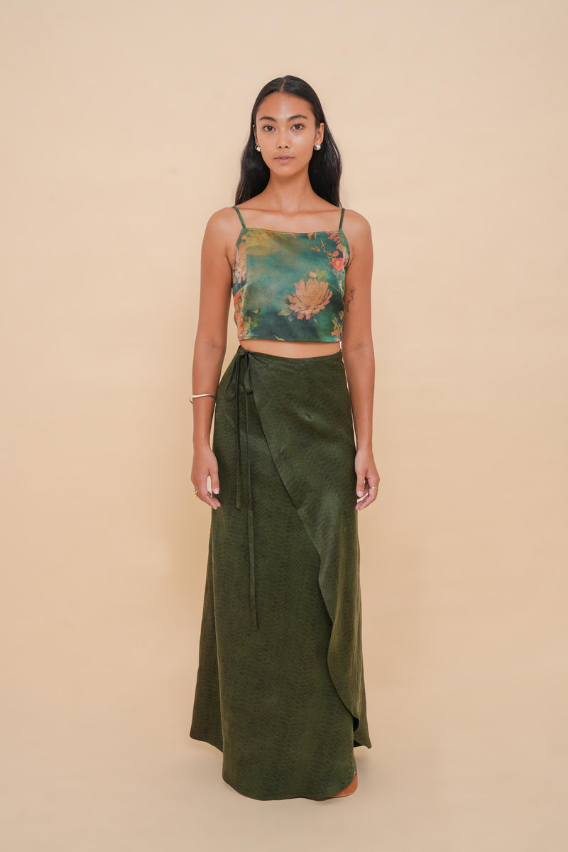 Emerald Snake Floor-length Wrap Skirt