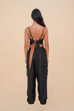 Black Raffia Cargo Pant