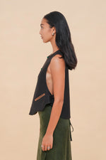 Black + Brown Raffia Reversible Vest