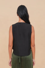 Black + Brown Raffia Reversible Vest