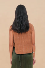Black + Brown Raffia Reversible Vest
