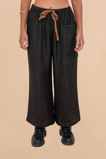 Black Raffia Drawstring Pant