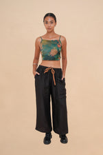 Black Raffia Drawstring Pant
