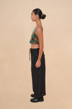 Black Raffia Drawstring Pant