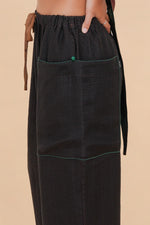 Black Raffia Drawstring Pant