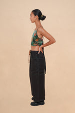 Black Raffia Drawstring Pant