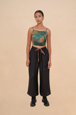 Black Raffia Drawstring Pant