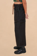 Black Raffia Drawstring Pant