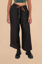 Black Raffia Drawstring Pant