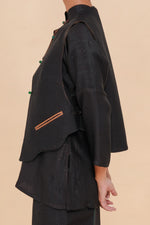 Black + Brown Raffia Reversible Vest
