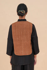 Black + Brown Raffia Reversible Vest