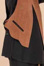 Black + Brown Raffia Reversible Vest