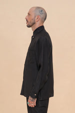 Black Raffia Classic Button Down