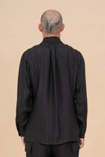 Black Raffia Classic Button Down