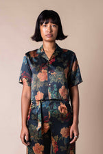 Black Dahlia Cropped Camp Collar Shirt