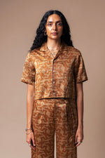 Golden Clouds Cropped Camp Collar Shirt