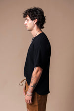 Black Organic Hemp/Cotton Waffle T-Shirt